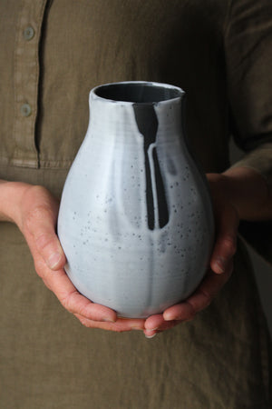 Poured Black and White Vase