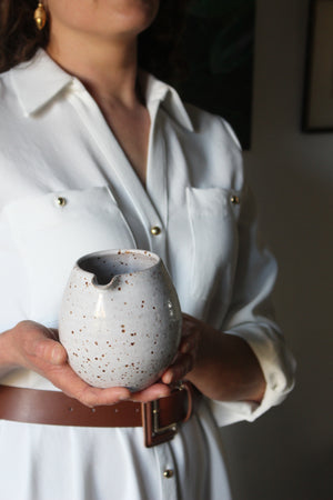 Hand Jug in Speckled White