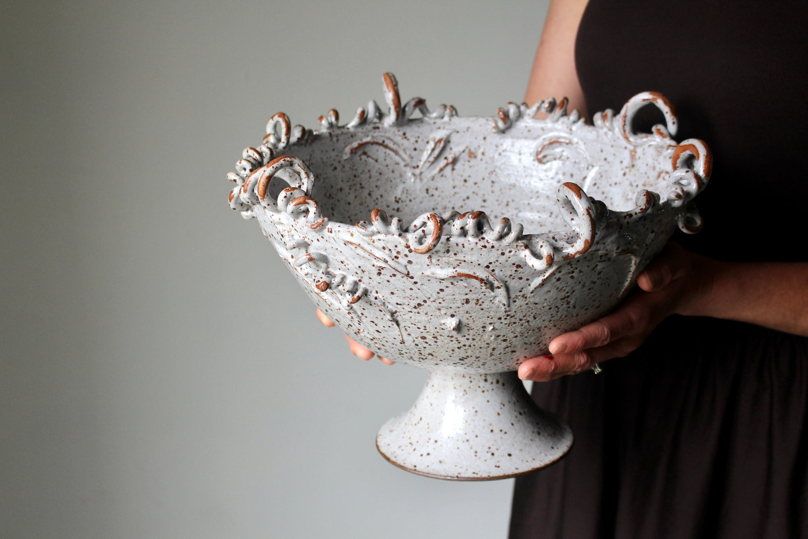 Slightly Imperfect Vine Draped Pedestal Dish (read full description)