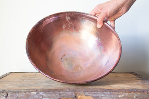 Slightly Flawed Raku Bowl in Shimmering Copper Reds and Rose Gold: Five