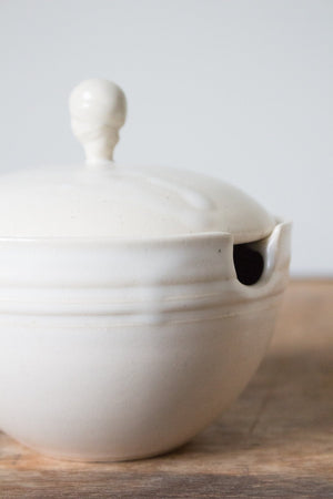 Slightly Flawed Sugar Pot with Lid and Spoon (Wobbly Lid): Wheel-Thrown Ceramics