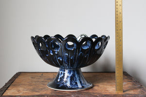 Openwork Pedestal Dish in Indigo