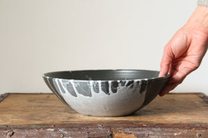 Black and White Serving Bowl with Speckles Inside