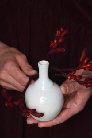 Glossy White Bud Vase