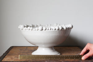 Large String of Pearls Pedestal Dish in Smooth White