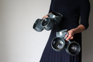 Extra Large Metallic Blue/Black Bowl Mug