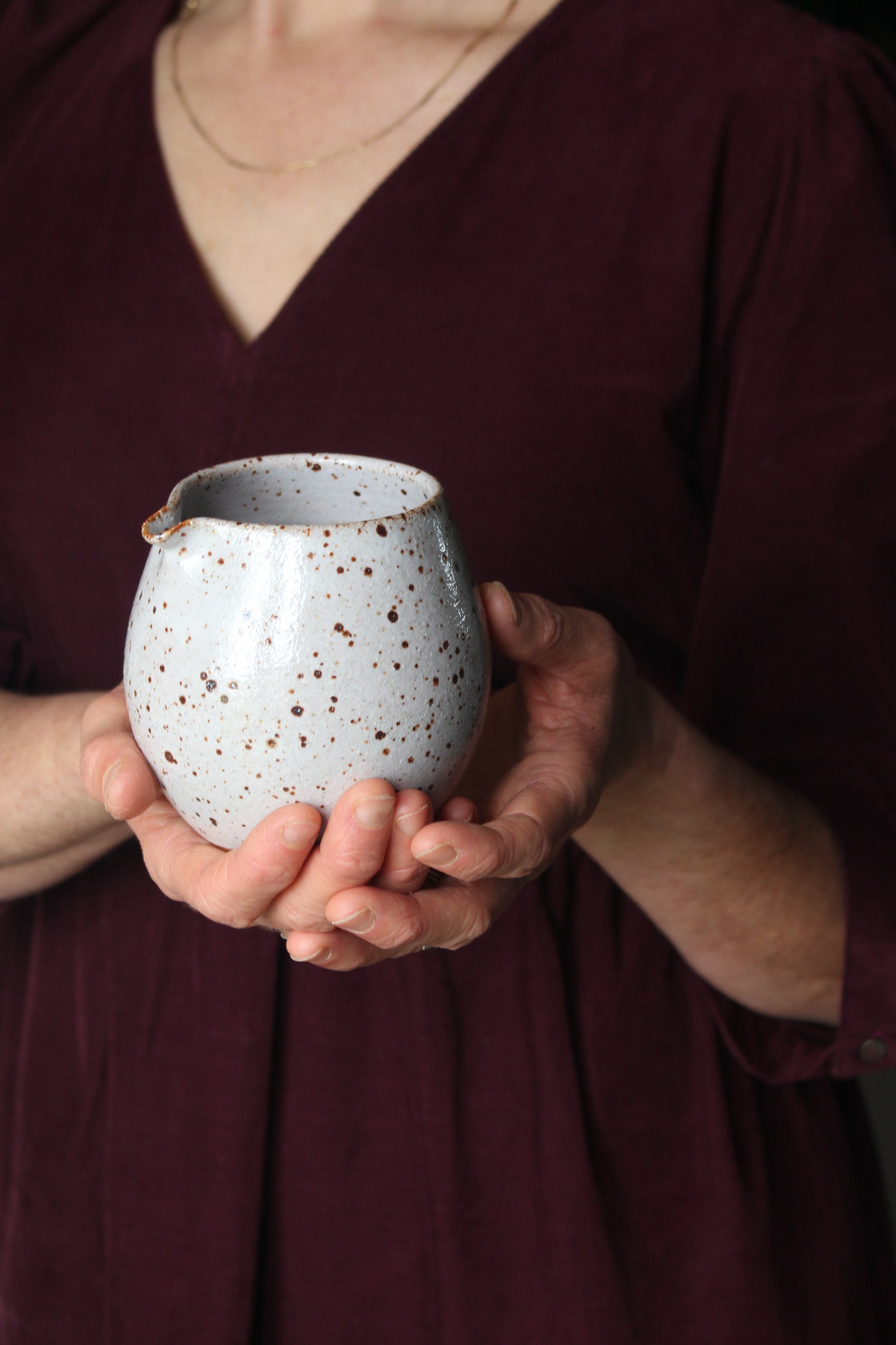 Hand Jug in Speckled White