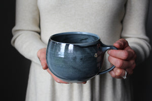 Extra Large Metallic Blue/Black Bowl Mug