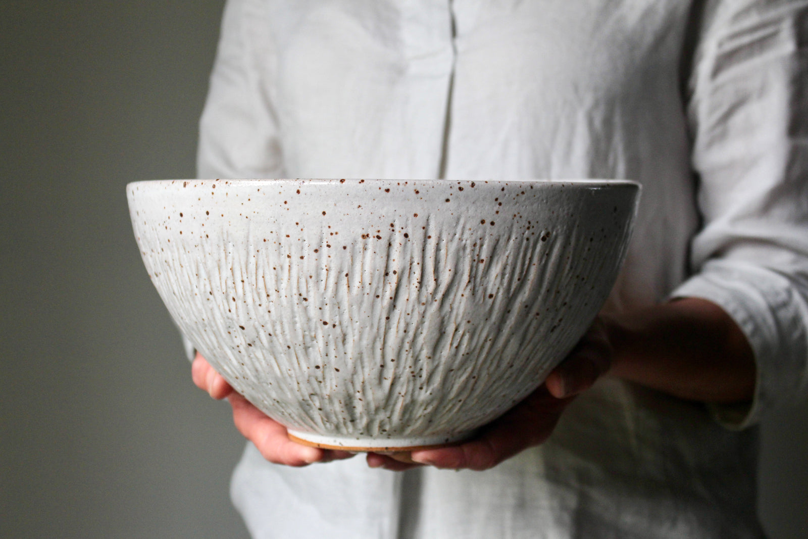 Carved Serving Bowl in Lustre