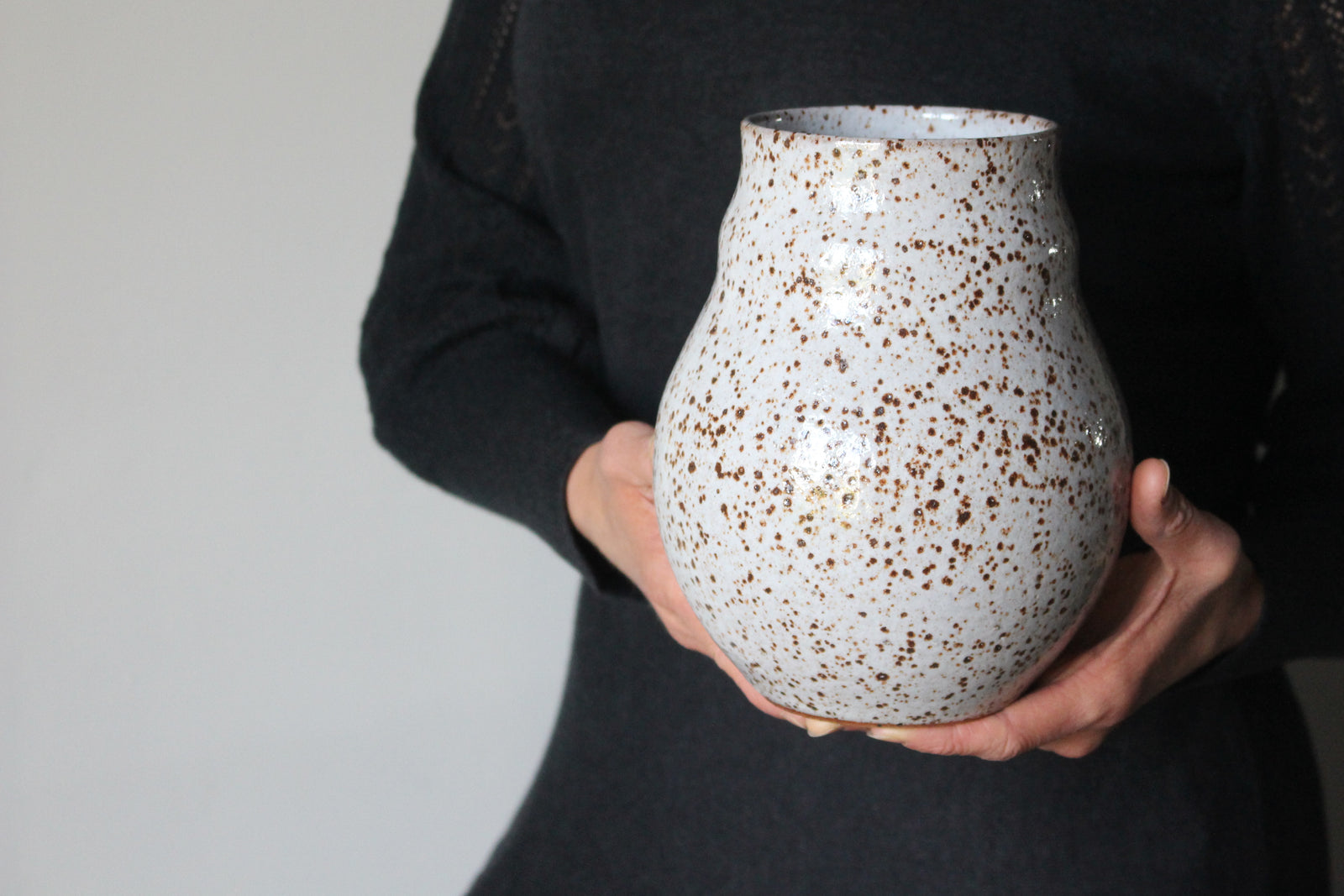Large Vase in Speckled White: Three