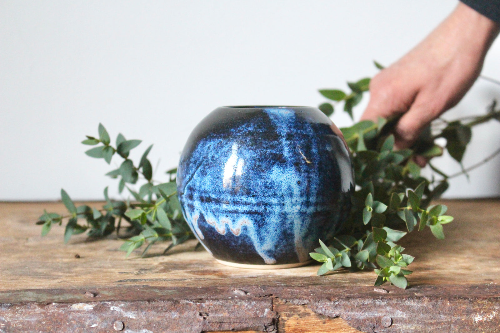 Orb Vase in Indigo: Two