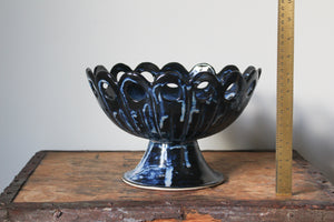 Openwork Pedestal Dish in Indigo