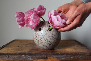 Lacework Orb Vase in Speckled White