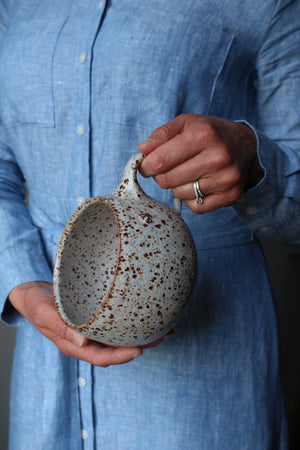 Large Speckled White Bowl Mug