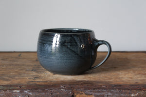 Extra Large Metallic Blue/Black Bowl Mug