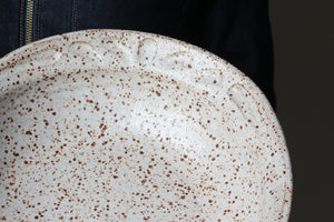 Serving Dish in Speckled Creamy White