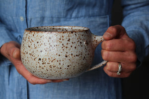 Large Speckled White Bowl Mug