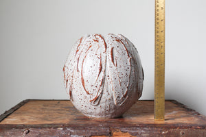 Decorated Orb Vase in White Speckled Lustre