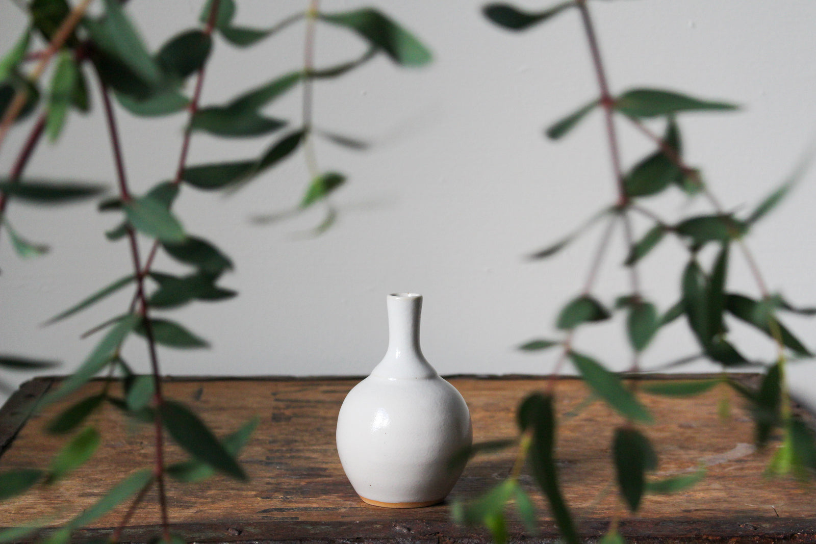 Glossy White Bud Vase
