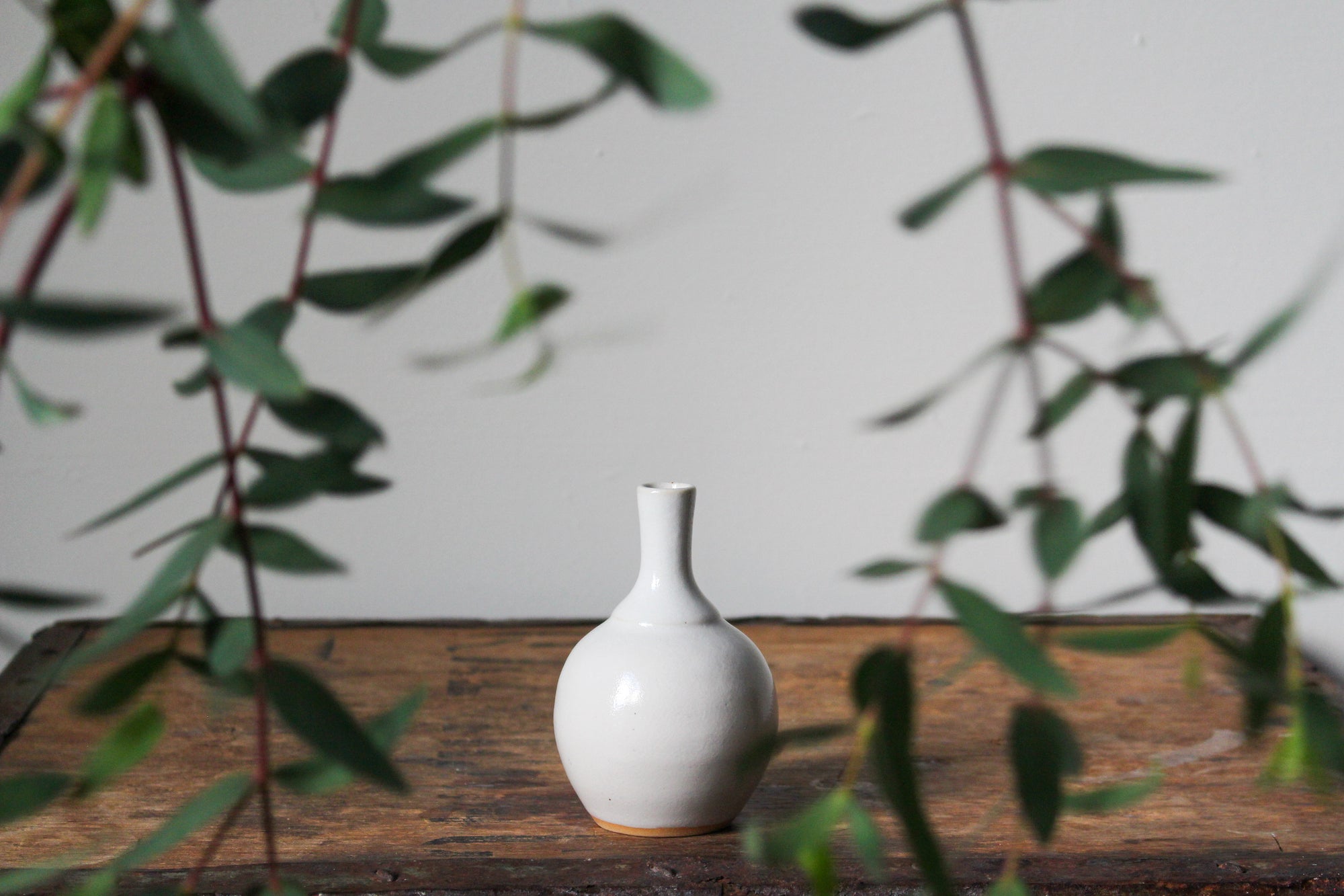 Glossy White Bud Vase
