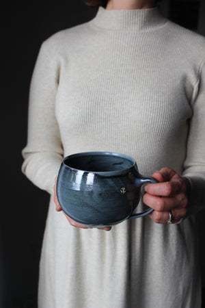 Extra Large Metallic Blue/Black Bowl Mug