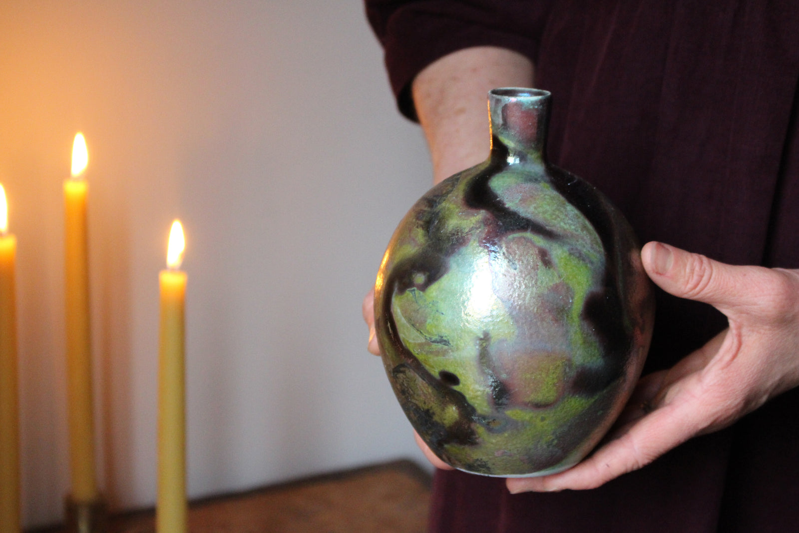 Slightly Flawed Raku Vase: Four
