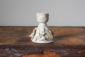 Decorated Porcelain Candlestick Holder in Cream and White