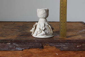 Decorated Porcelain Candlestick Holder in Cream and White