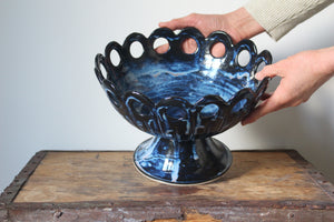 Openwork Pedestal Dish in Indigo