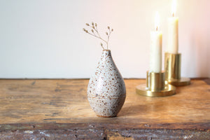 Slender Bud Vase in Speckled White
