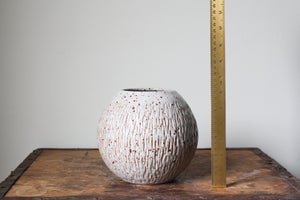 Carved Orb Vase in Speckled White