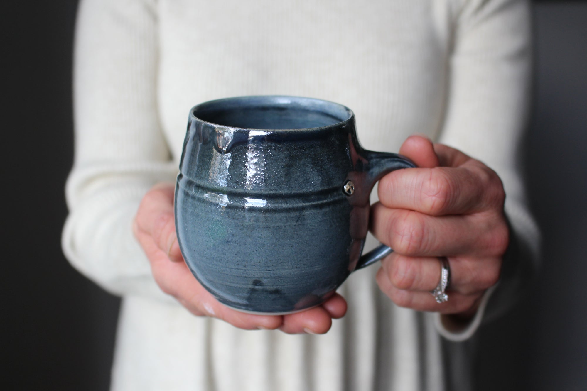 Smaller Tea Mug in Metallic Black: Two