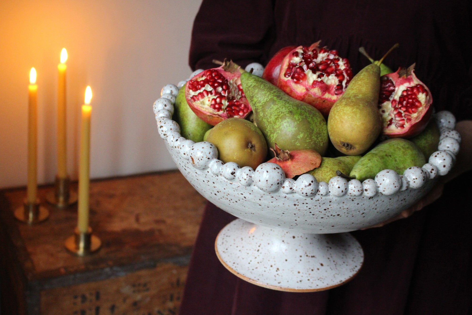 Large String of Pearls Pedestal Dish