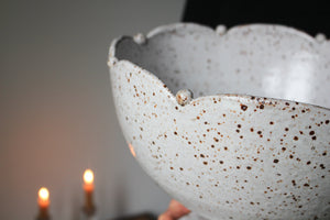 Large Scalloped-Edge Pearl Pedestal Dish