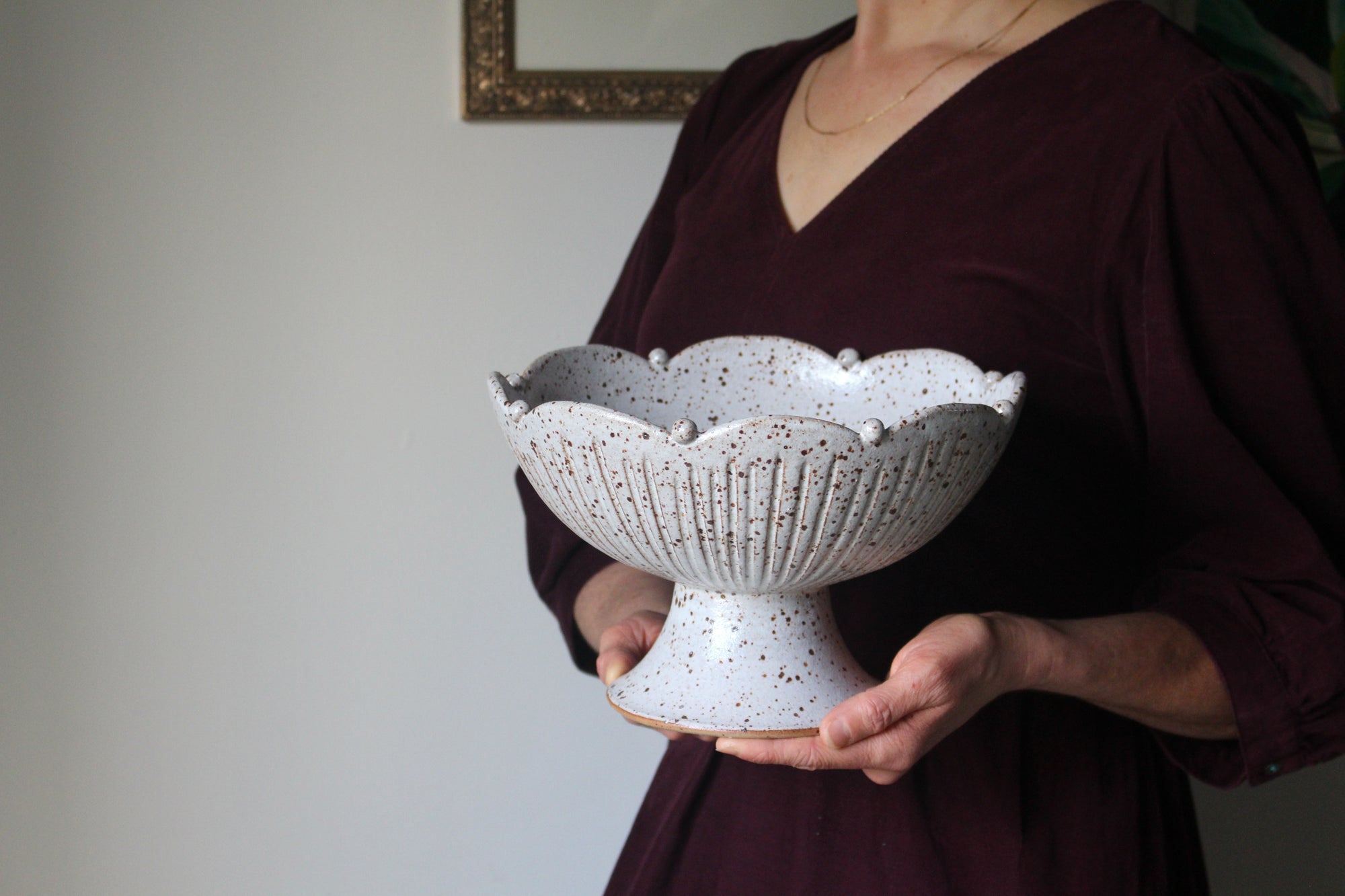 Scalloped-Edge Pedestal Dish