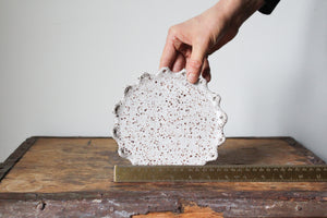 Decorated Spoon Rest in Textured White