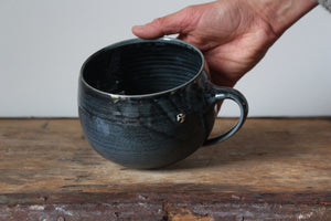 Extra Large Metallic Blue/Black Bowl Mug