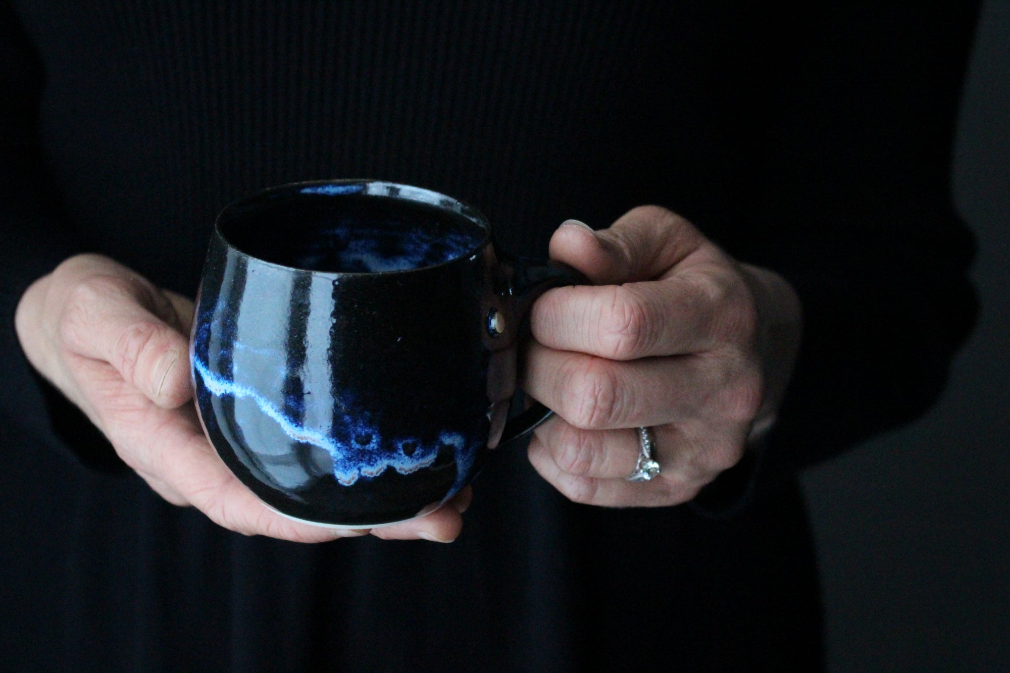 Smaller Tea Mug in Dark Blue: One