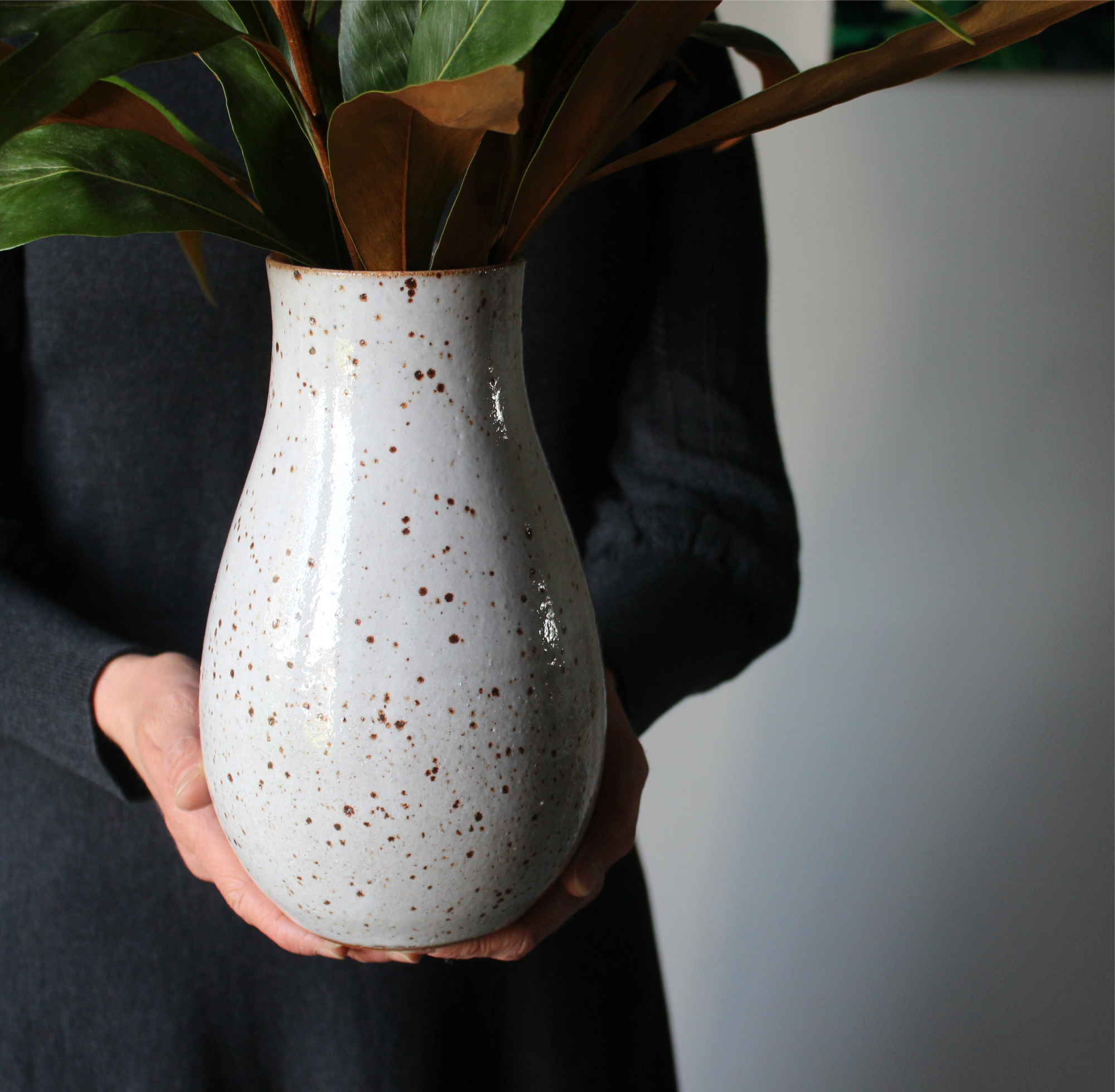 Large Vase in Speckled White: Two