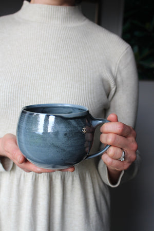 Extra Large Metallic Blue/Black Bowl Mug