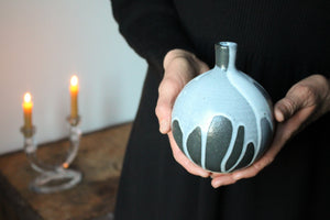 Poured Black and White Vessel: Four