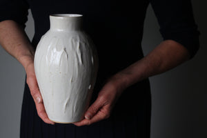 Textured Vase in Smooth White