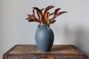 Decorated Vase in Matte Blue
