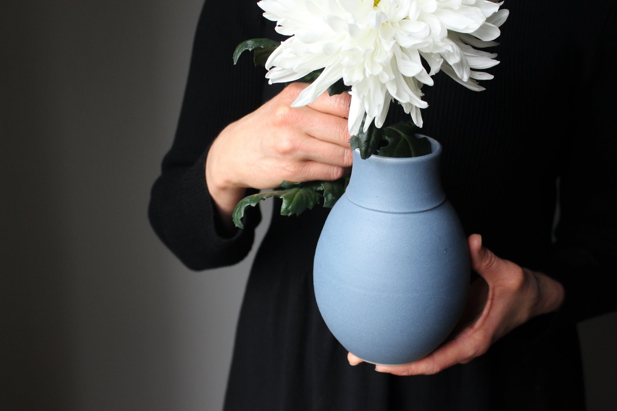 Daffodil or Tulip Vase in Matte Blue