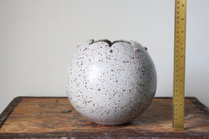 Scalloped Orb Vase in Speckled White