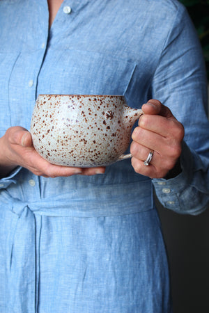 Large Speckled White Bowl Mug