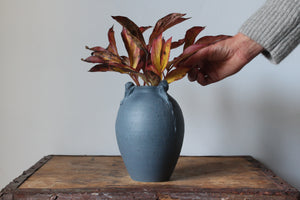 Decorated Vase in Matte Blue