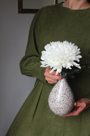 Slender Vase in Speckled White