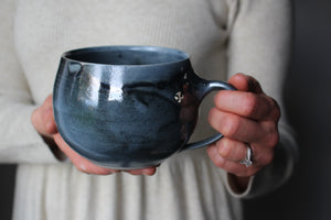 Extra Large Metallic Blue/Black Bowl Mug