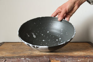 Black and White Serving Bowl with Speckles Inside